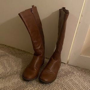Brown leather boots